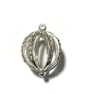 Cut Out Disco Ball Pendant Rhinestones Plastic Silver Tone 3/4" Fashion Jewelry